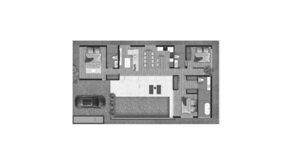 Villa floor plan, 3 bedrooms in Aileen Villas Phase 6 No. 11008 (2D)