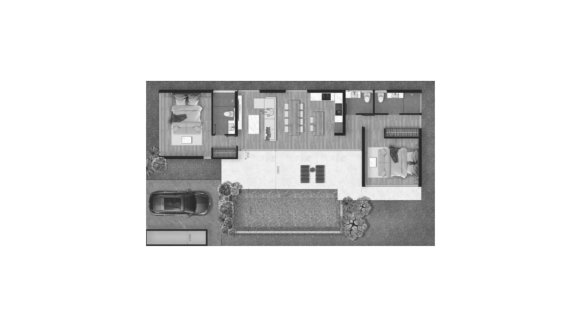 Villa floor plan, 2 bedrooms in Aileen Villas Phase 6 No. 11006 (2D)